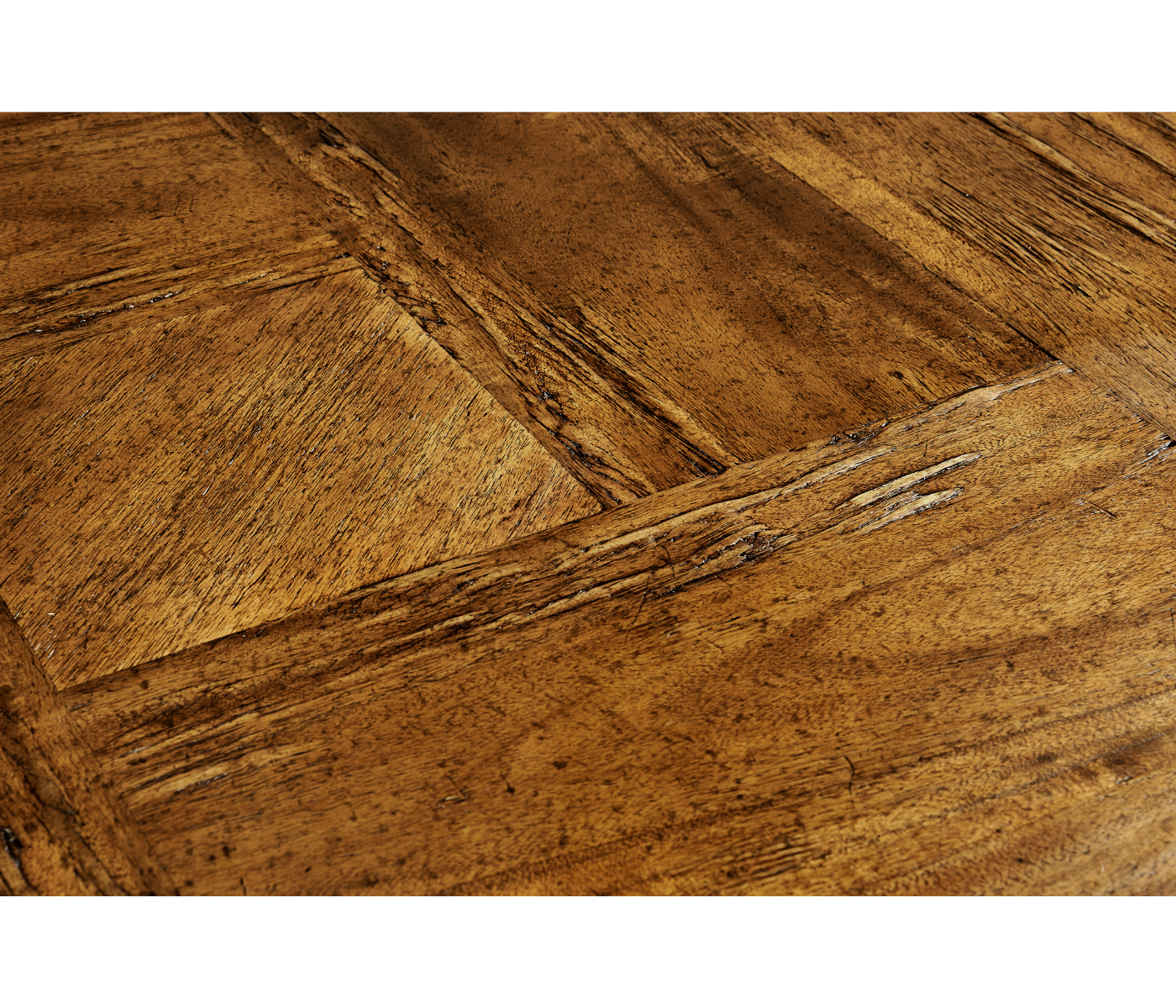 Country Walnut Square Coffee Table with Iron Base