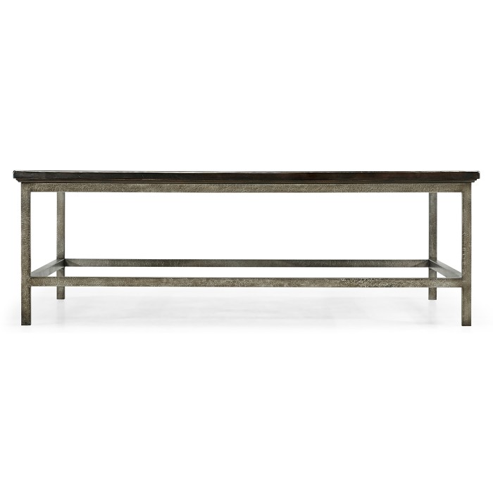 Dark Ale Square Coffee Table with Iron Base