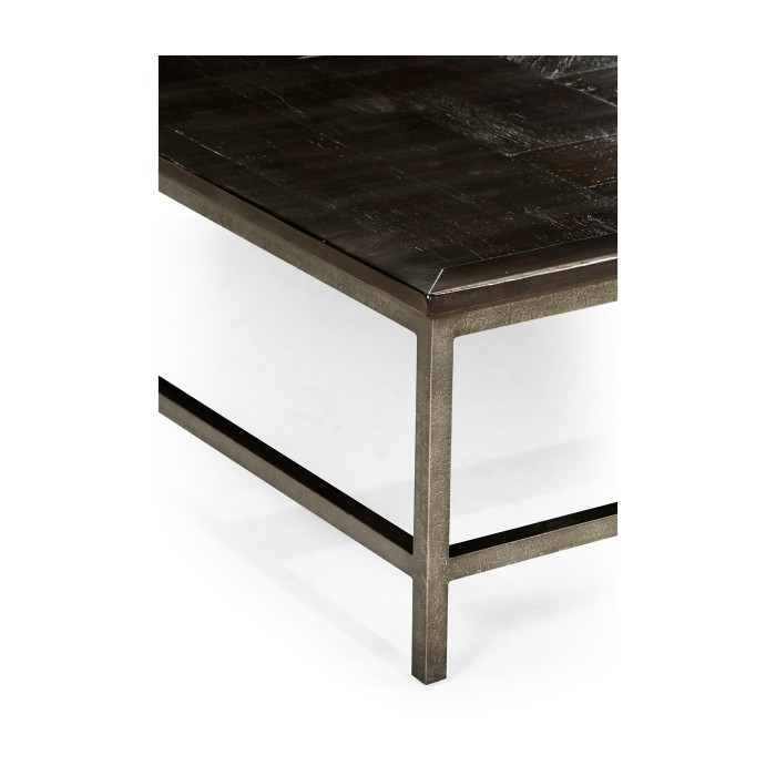 Dark Ale Square Coffee Table with Iron Base
