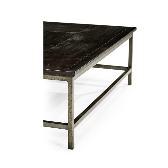 Dark Ale Square Coffee Table with Iron Base