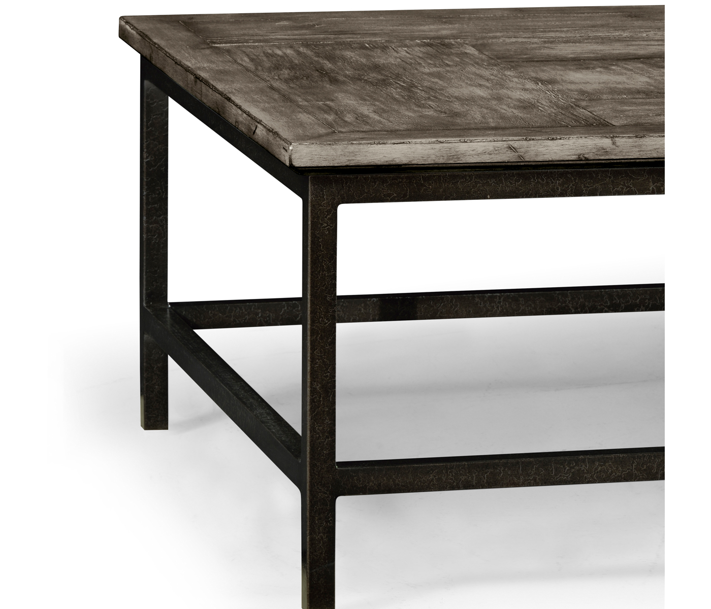 Antique Dark Grey Rectangular Coffee Table with Iron Base