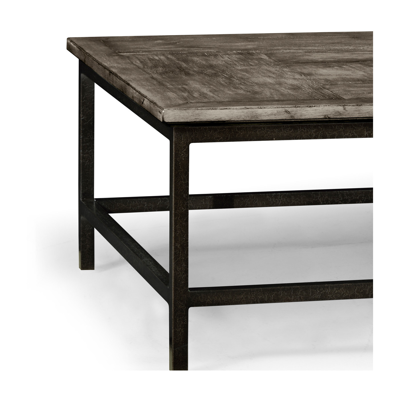 Antique Dark Grey Rectangular Coffee Table with Iron Base