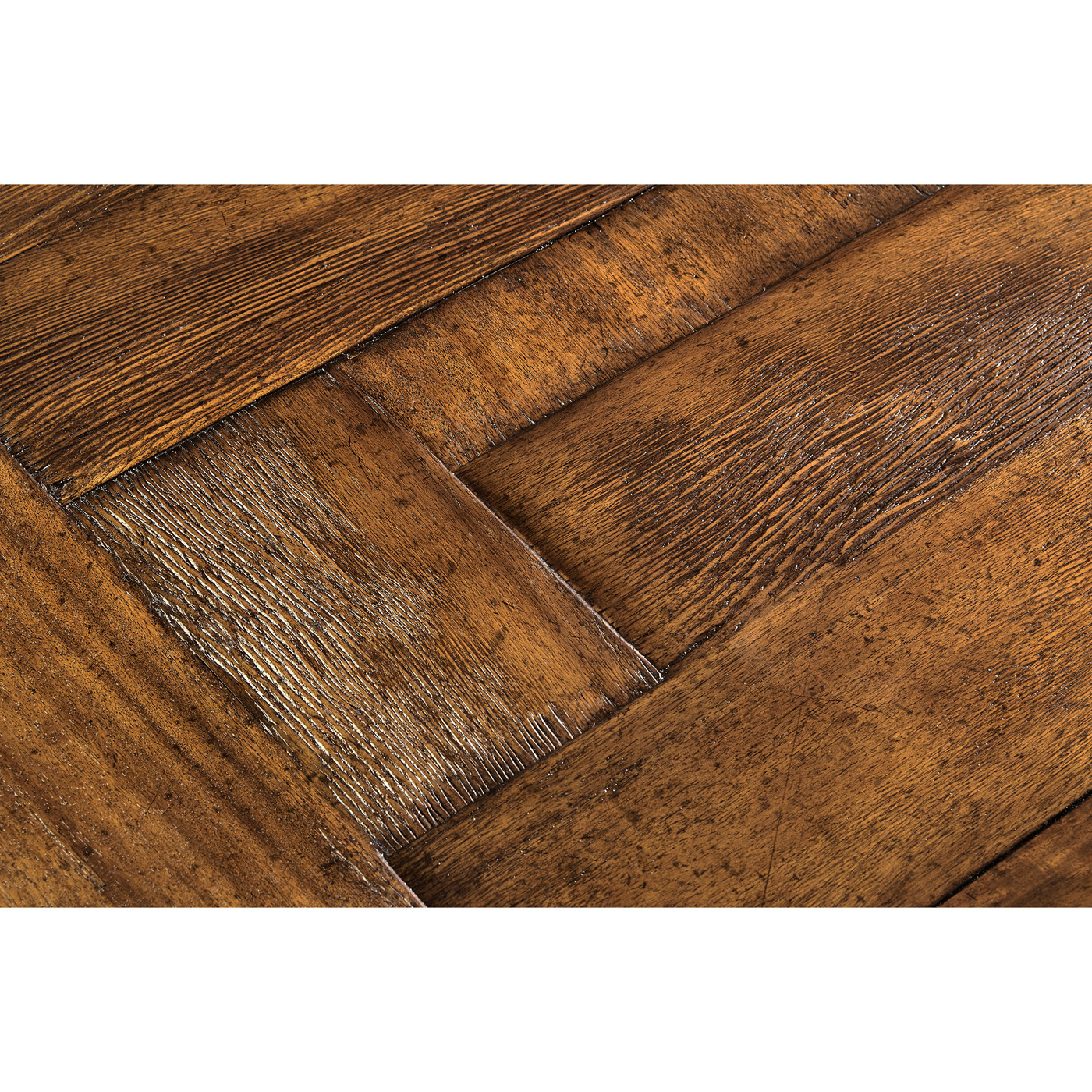 Country Walnut Rectangular Coffee Table with Iron Base