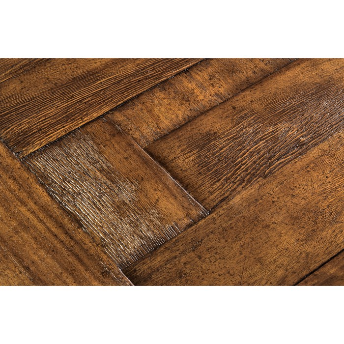 Country Walnut Rectangular Coffee Table with Iron Base