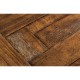 Country Walnut Rectangular Coffee Table with Iron Base
