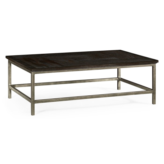 Dark Ale Rectangular Coffee Table with Iron Base