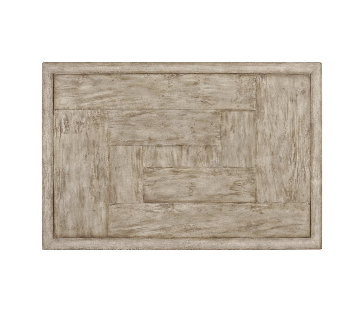 Rustic Grey Rectangular Coffee Table with Iron Base