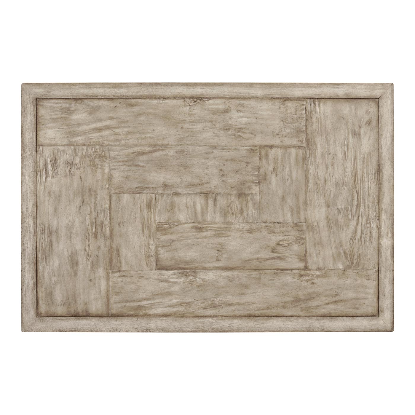 Rustic Grey Rectangular Coffee Table with Iron Base