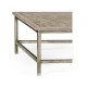 Rustic Grey Rectangular Coffee Table with Iron Base