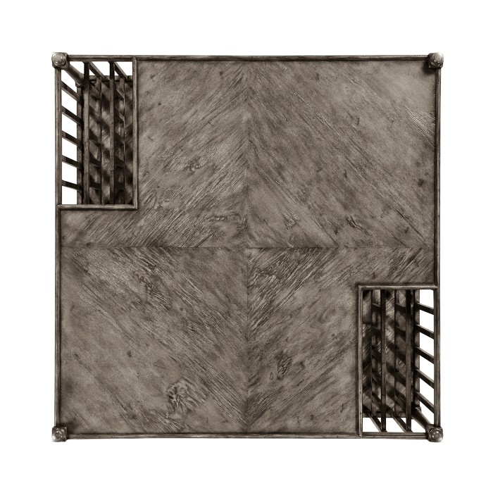 Antique Dark Grey Square Coffee Table with Magazine Rack
