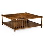 Country Walnut Square Coffee Table with Two Magazine Racks