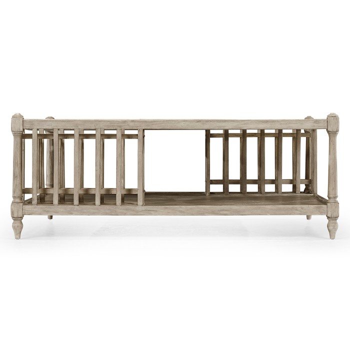 Rustic Grey Square Coffee Table with Magazine Rack
