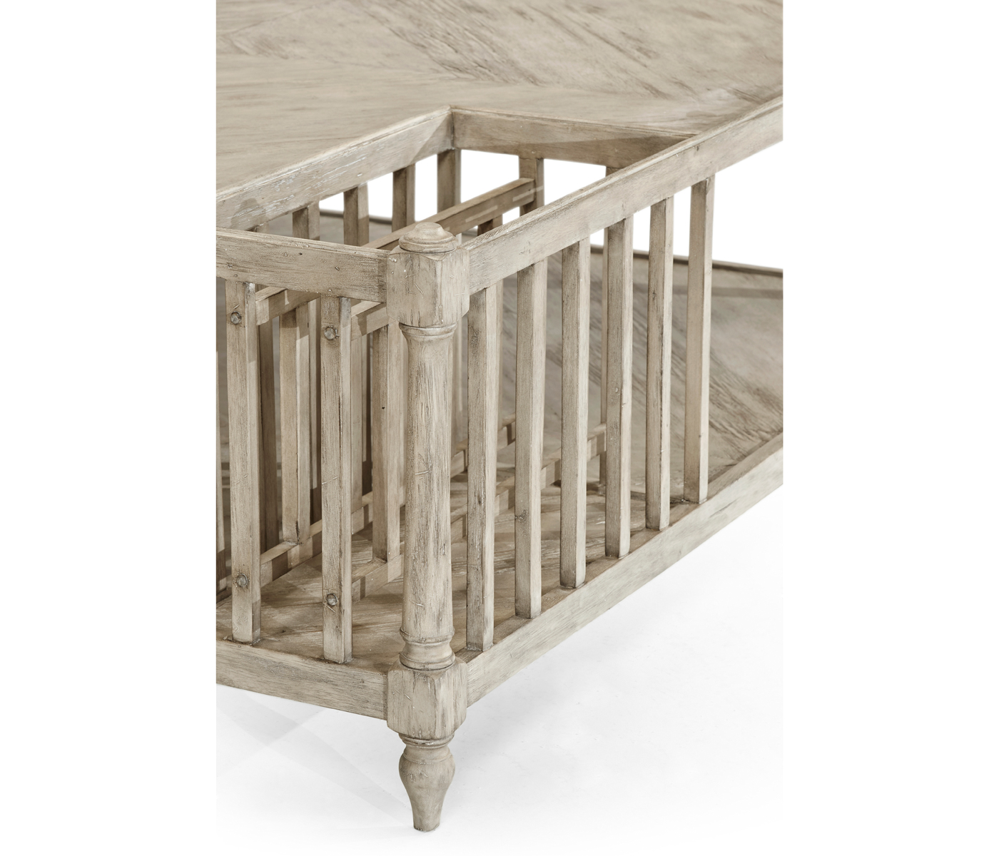 Rustic Grey Square Coffee Table with Magazine Rack