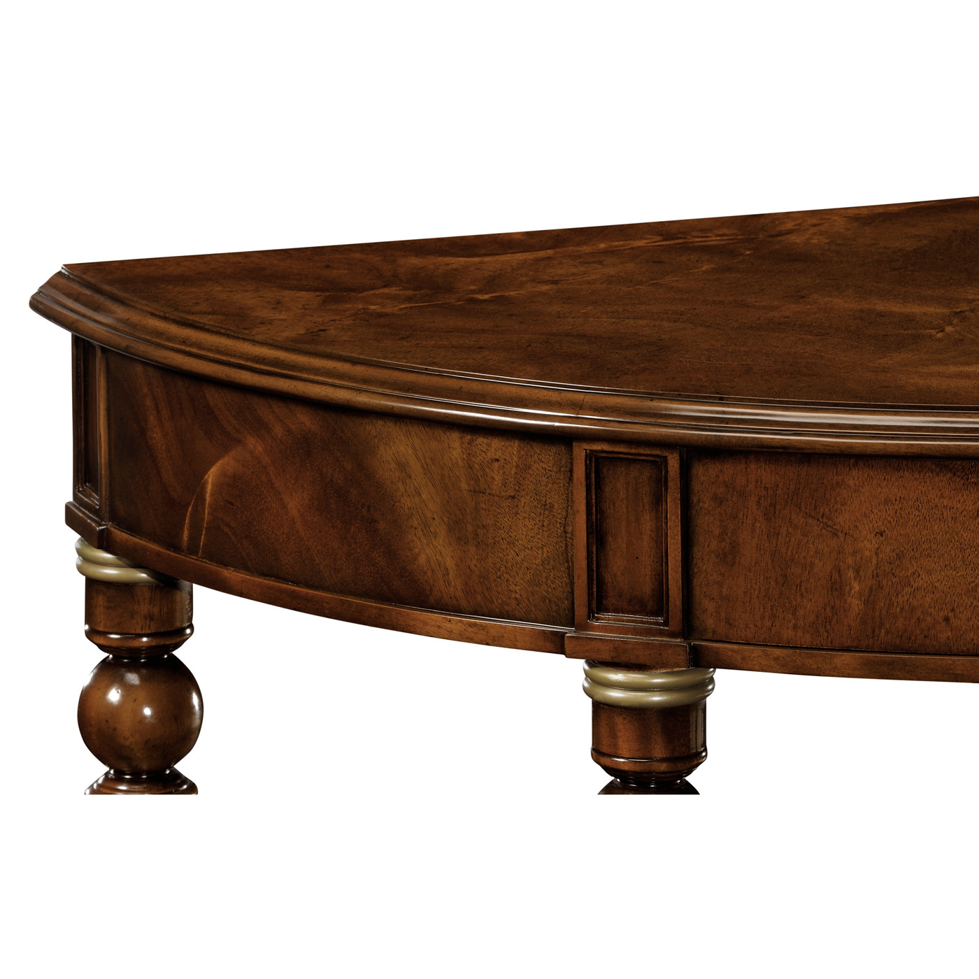 Demilune console table of drawer in antique mahogany