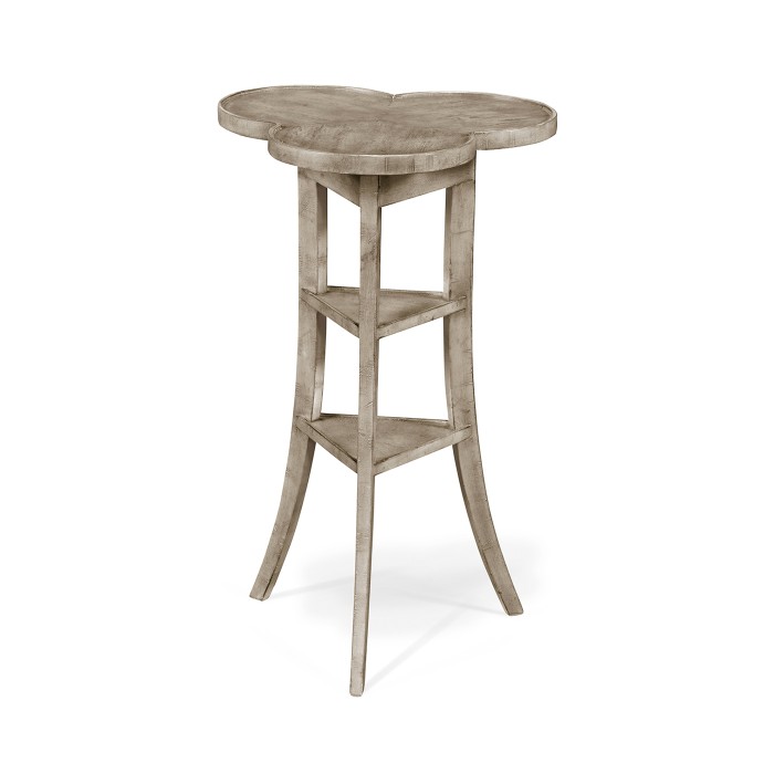 Trefoil Side Table with Rustic Grey