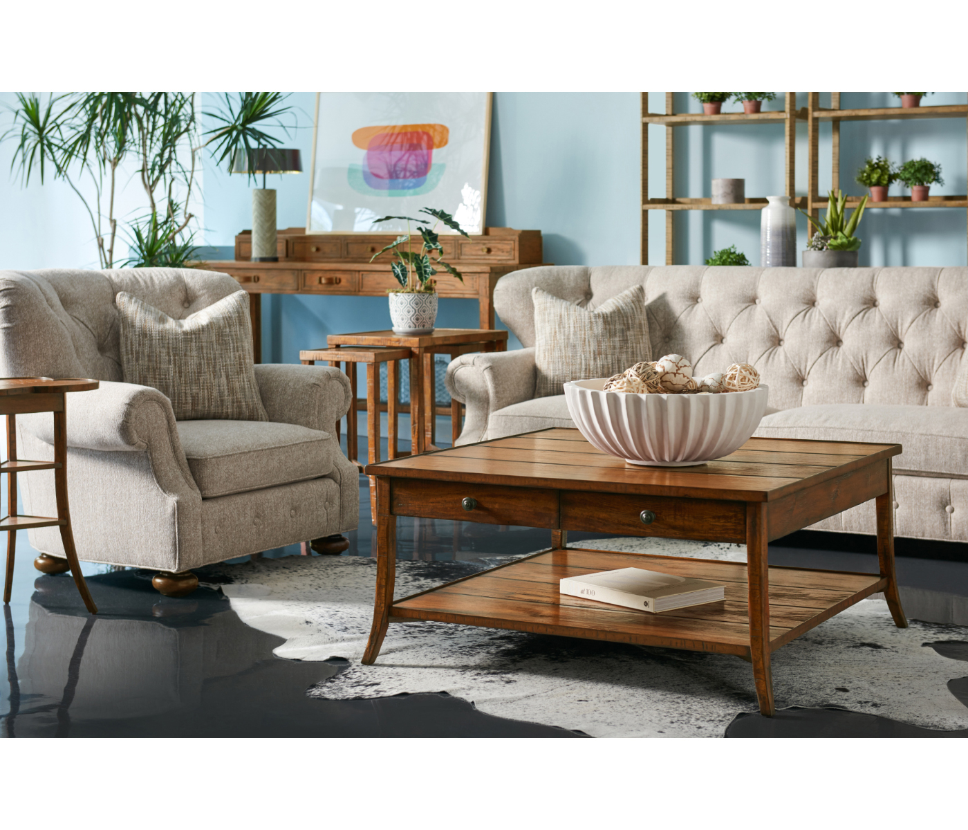 Square Coffee Table in Rustic Grey