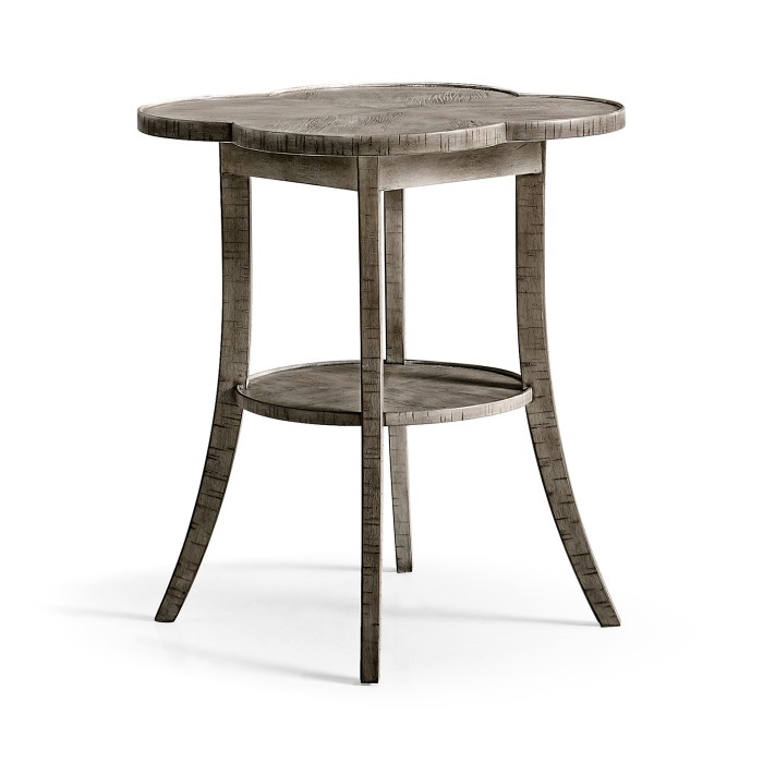 Quatrefoil Lamp Table in Antique Dark Grey