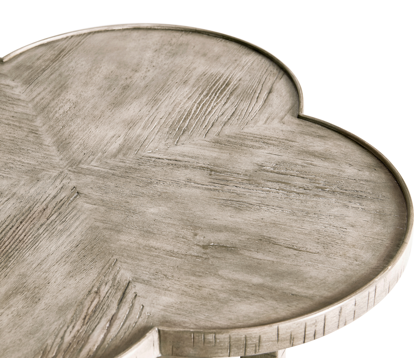 Quatrefoil Lamp Table in Rustic Grey