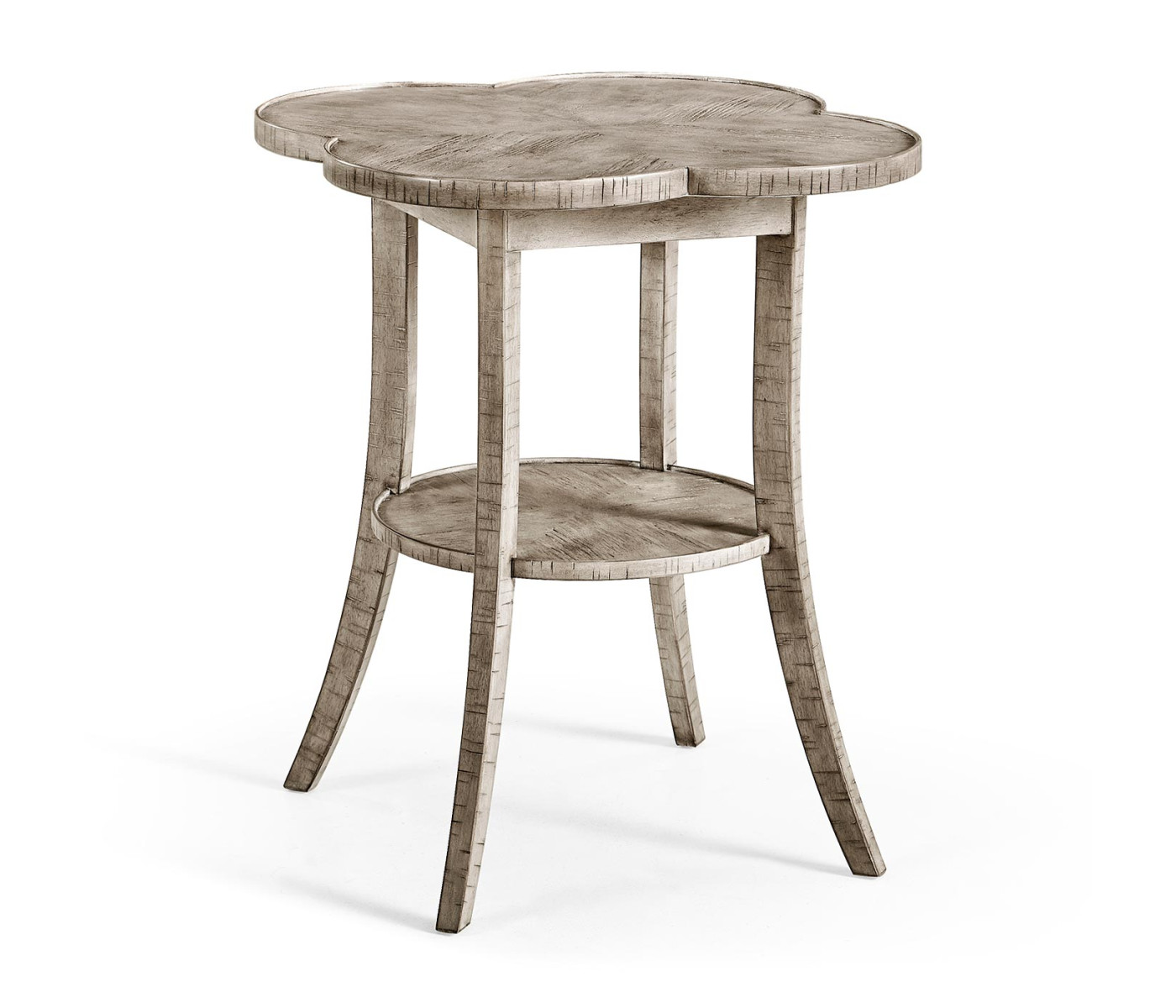 Quatrefoil Lamp Table in Rustic Grey