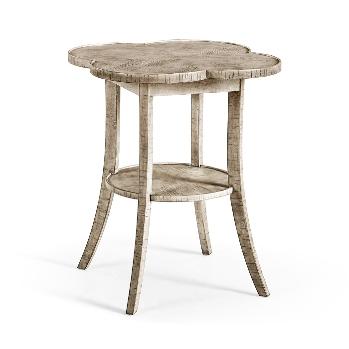 Quatrefoil Lamp Table in Rustic Grey