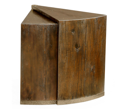 Country Walnut Semicircular Retracting Side Table