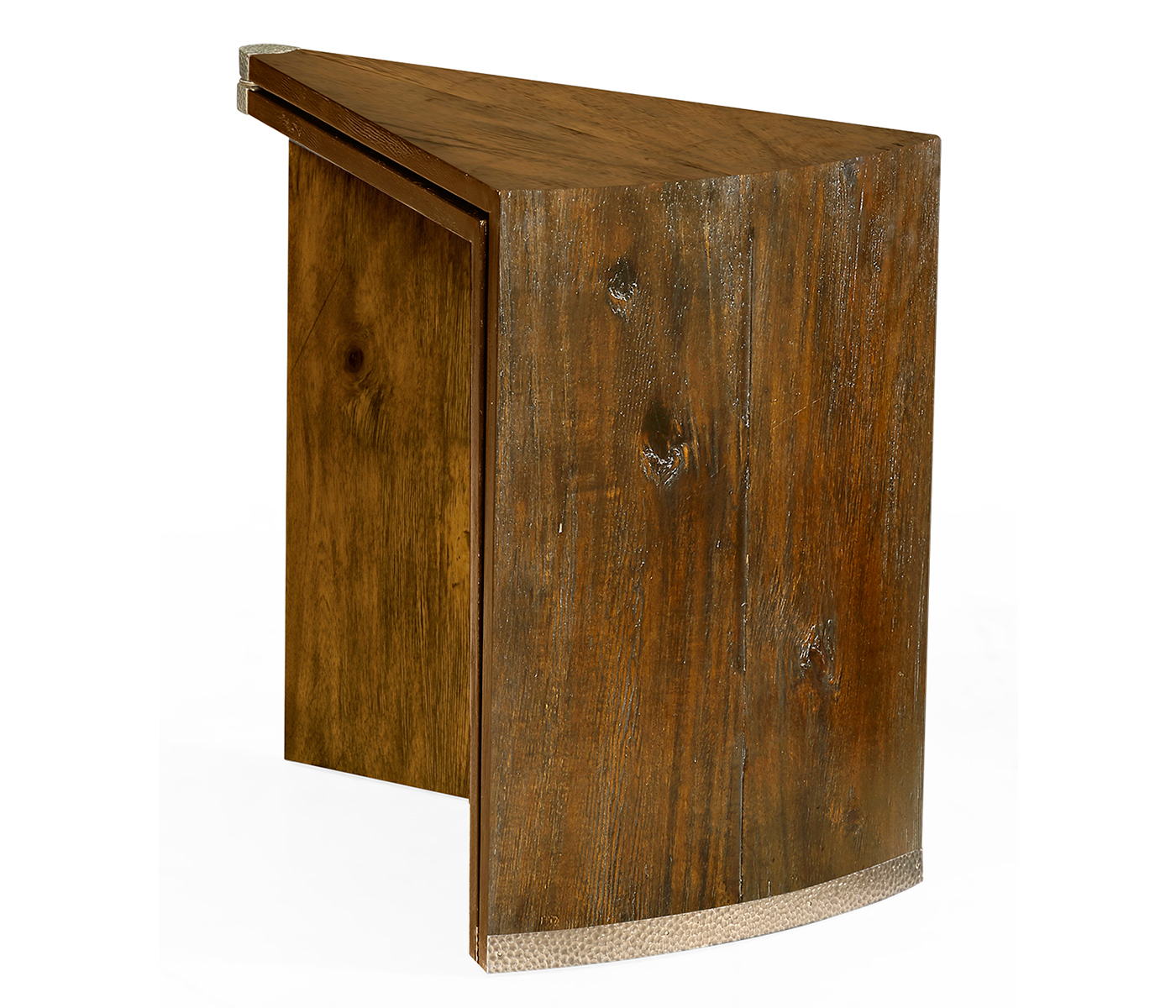 Country Walnut Semicircular Retracting Side Table