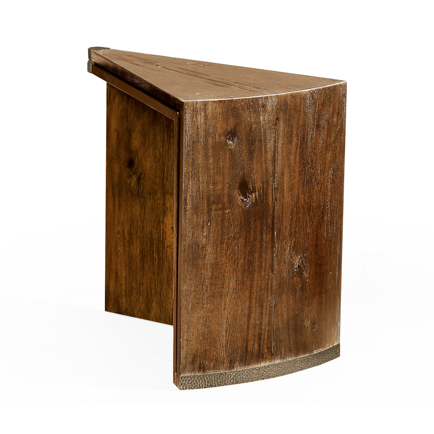 Country Walnut Semicircular Retracting Side Table