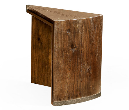 Country Walnut Semicircular Retracting Side Table