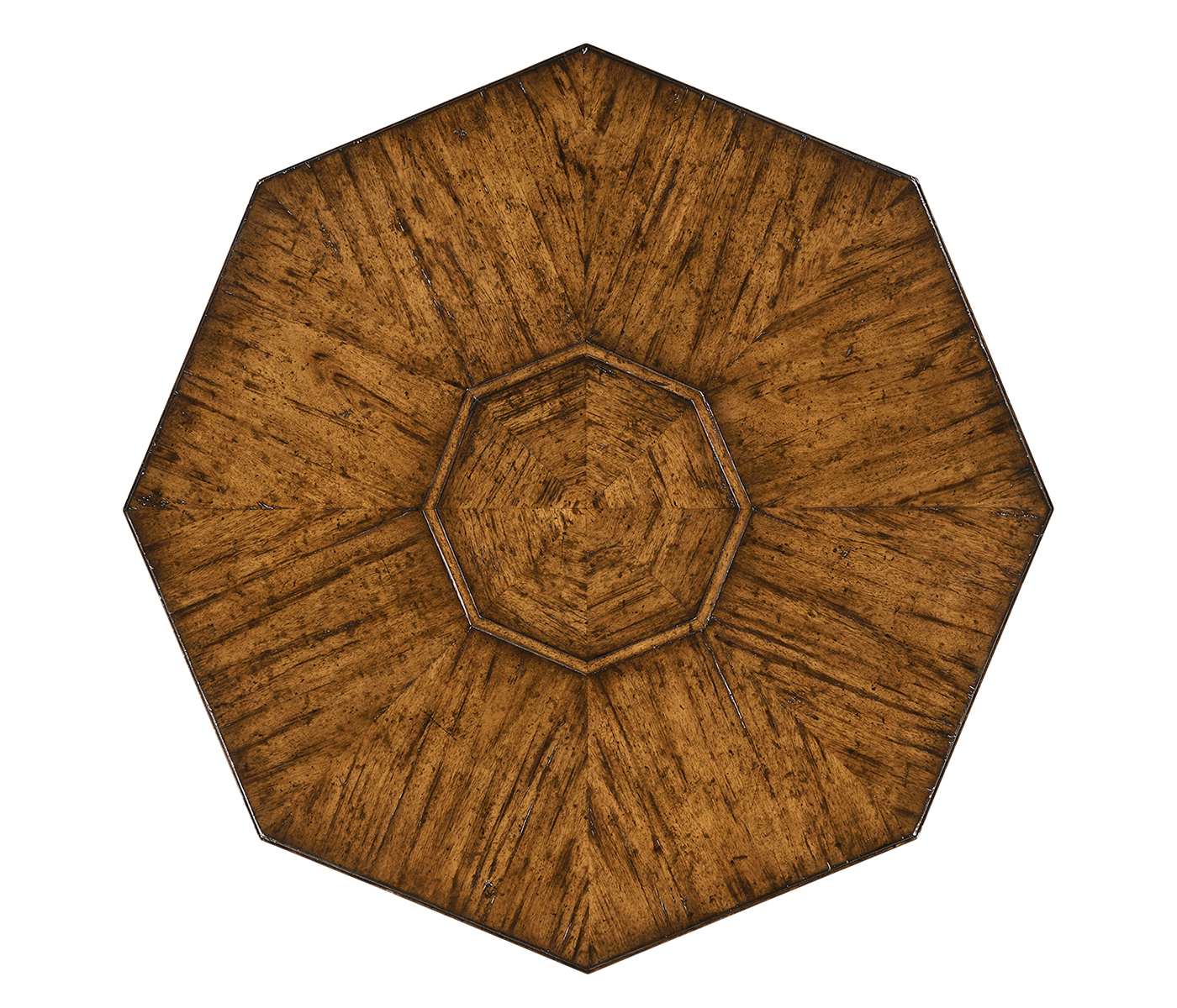 Country Walnut Side Table with Octagonal Top