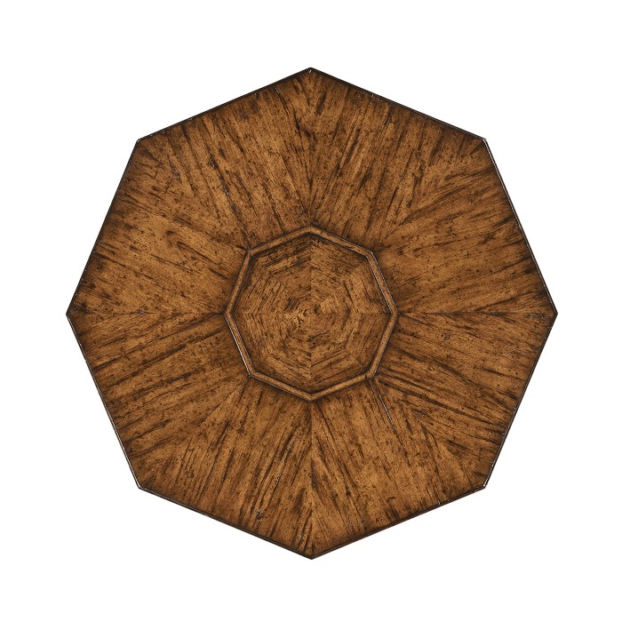 Country Walnut Side Table with Octagonal Top