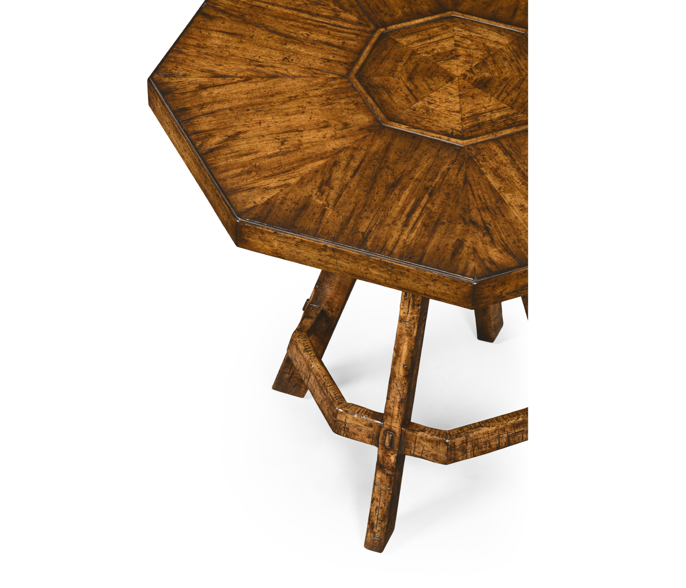Country Walnut Side Table with Octagonal Top