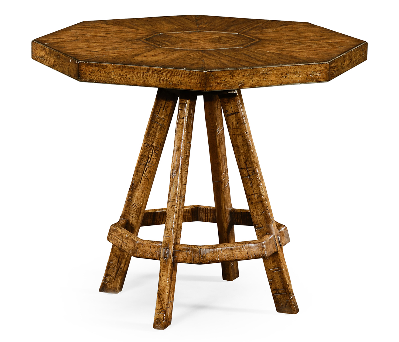 Country Walnut Side Table with Octagonal Top
