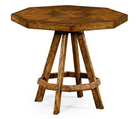 Country Walnut Side Table with Octagonal Top
