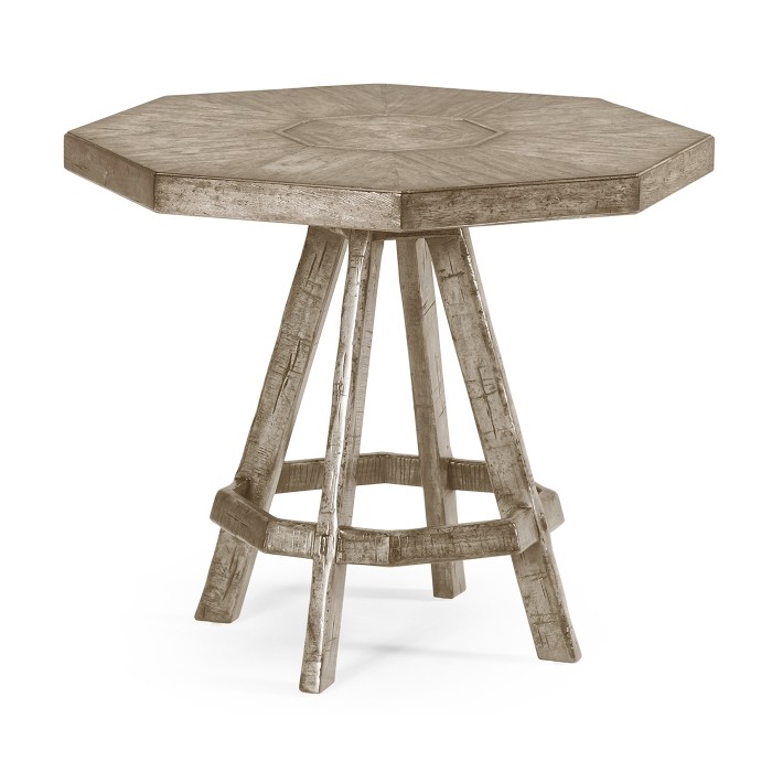Rustic Grey Side Table with Octagonal Top