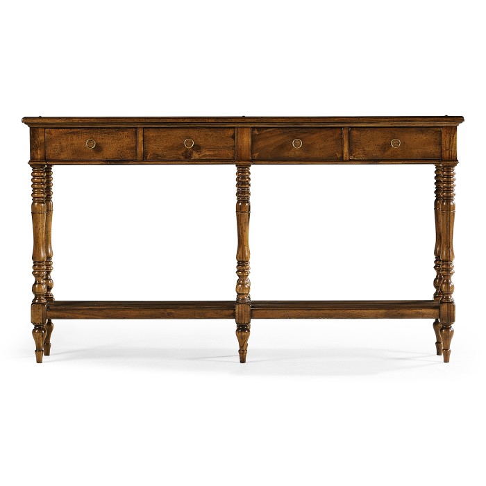 Country Walnut Parquet Double Console Table