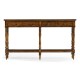 Country Walnut Parquet Double Console Table