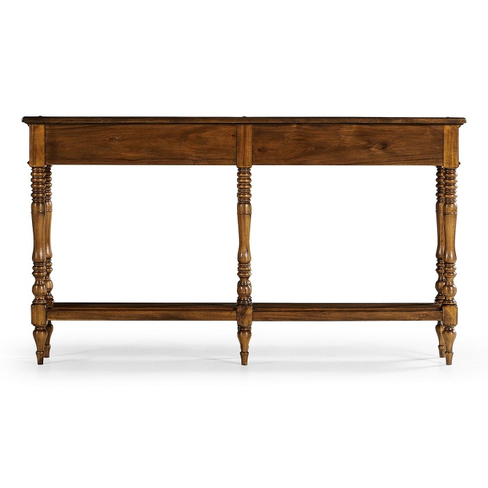 Country Walnut Parquet Double Console Table