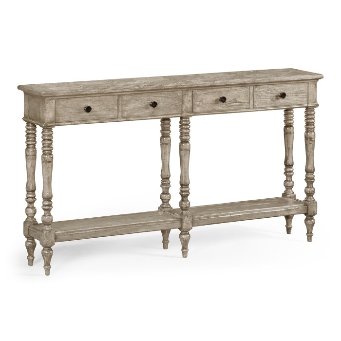 Rustic Grey Parquet Double Console Table