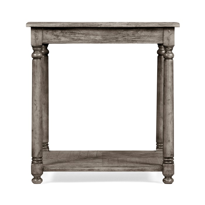 Antique Dark Grey Parquet Square Lamp Table with Contrast Inlay
