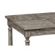 Antique Dark Grey Parquet Square Lamp Table with Contrast Inlay