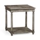 Antique Dark Grey Parquet Square Lamp Table with Contrast Inlay