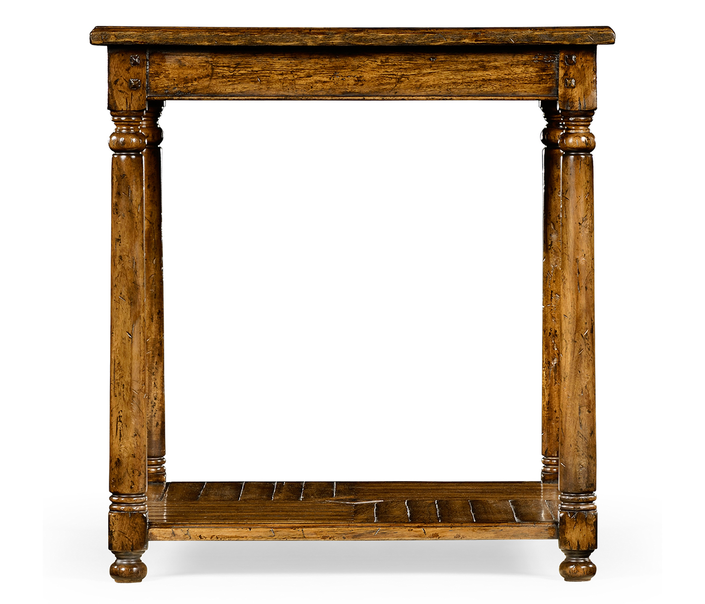 Country Walnut Parquet Square Lamp Table with Contrast Inlay