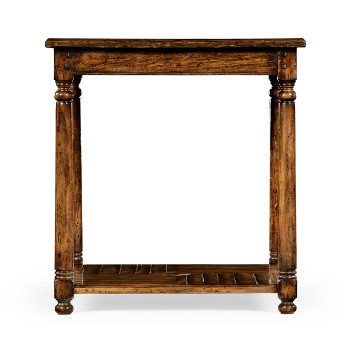 Country Walnut Parquet Square Lamp Table with Contrast Inlay