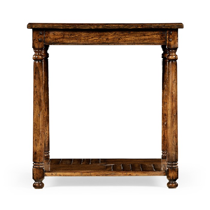 Country Walnut Parquet Square Lamp Table with Contrast Inlay