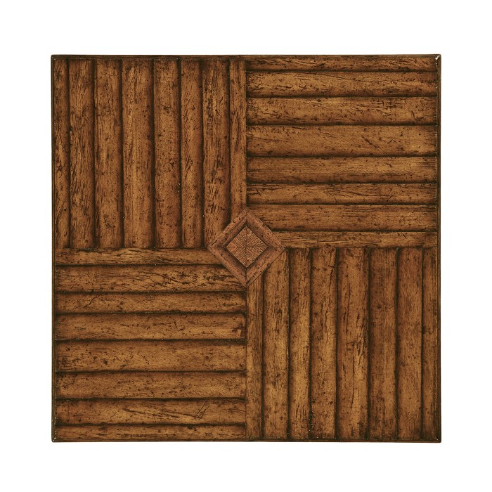 Country Walnut Parquet Square Lamp Table with Contrast Inlay