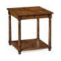 Country Walnut Parquet Square Lamp Table with Contrast Inlay