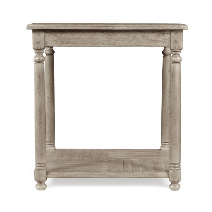 Rustic Grey Parquet Square Lamp Table with Contrast Inlay