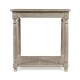 Rustic Grey Parquet Square Lamp Table with Contrast Inlay