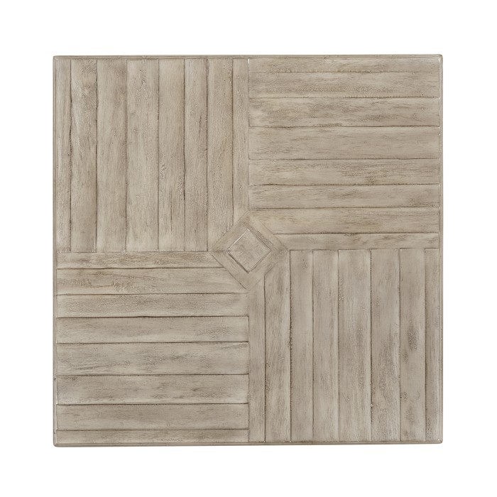 Rustic Grey Parquet Square Lamp Table with Contrast Inlay