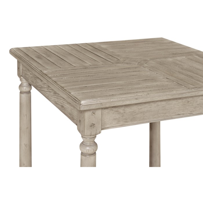 Rustic Grey Parquet Square Lamp Table with Contrast Inlay